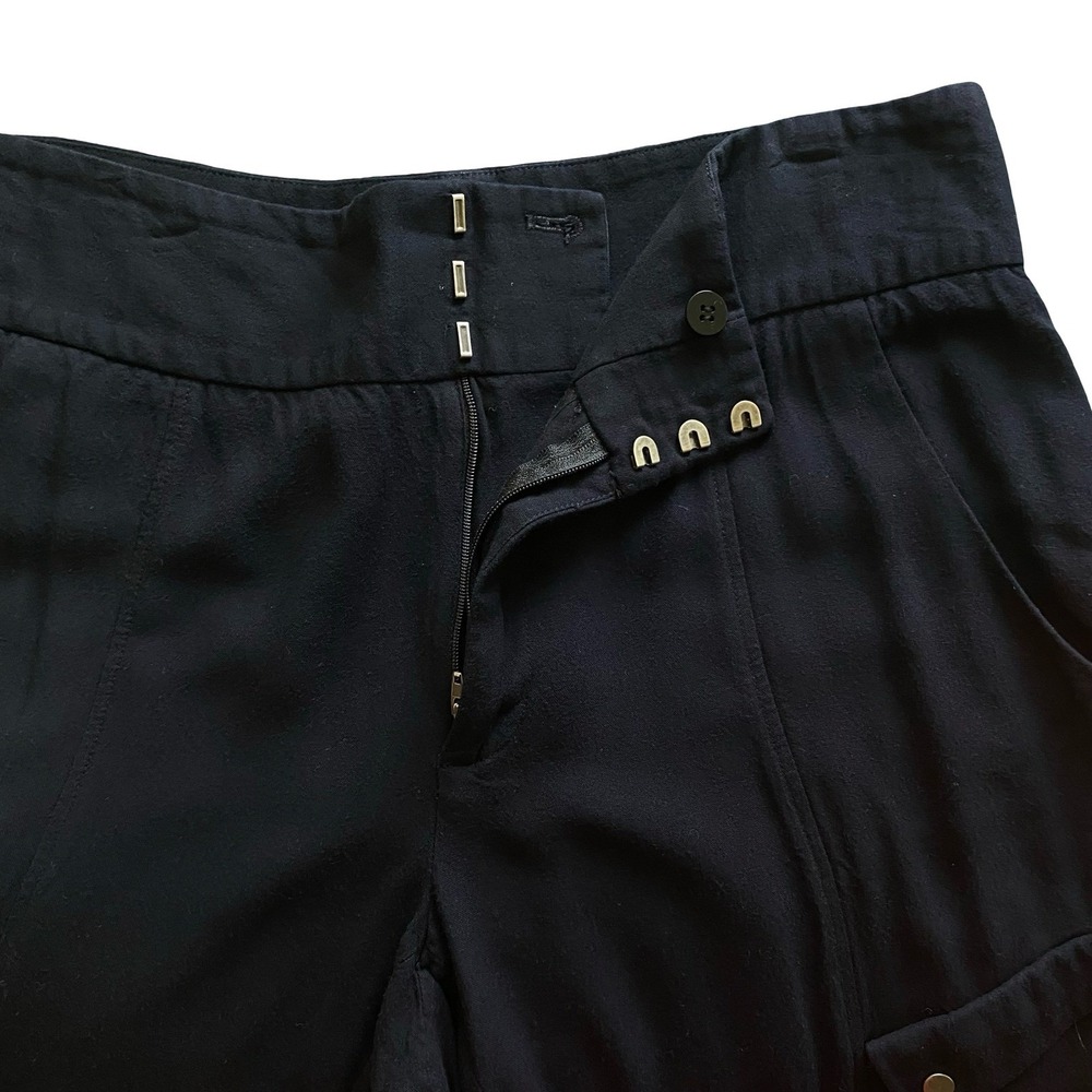 Helmut Lang Black Draped Canvas Straight Leg Cargo Trousers Pants Size 8 - Picture 4 of 12